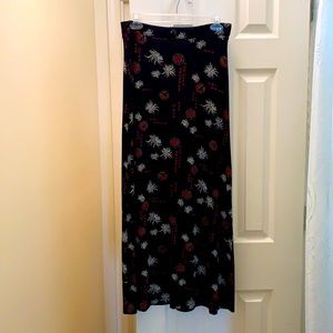 Long Black Skirt with Oriental Print
